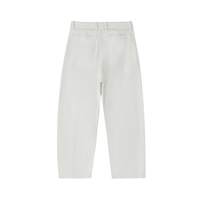 Twisted-Seam Belted Curved-Blade Pants