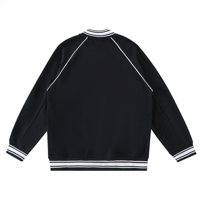 Contrast Trim Raglan Varsity Jacket
