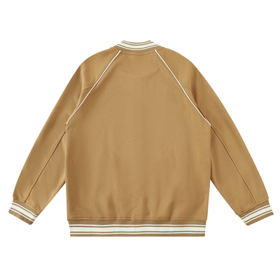 Contrast Trim Raglan Varsity Jacket