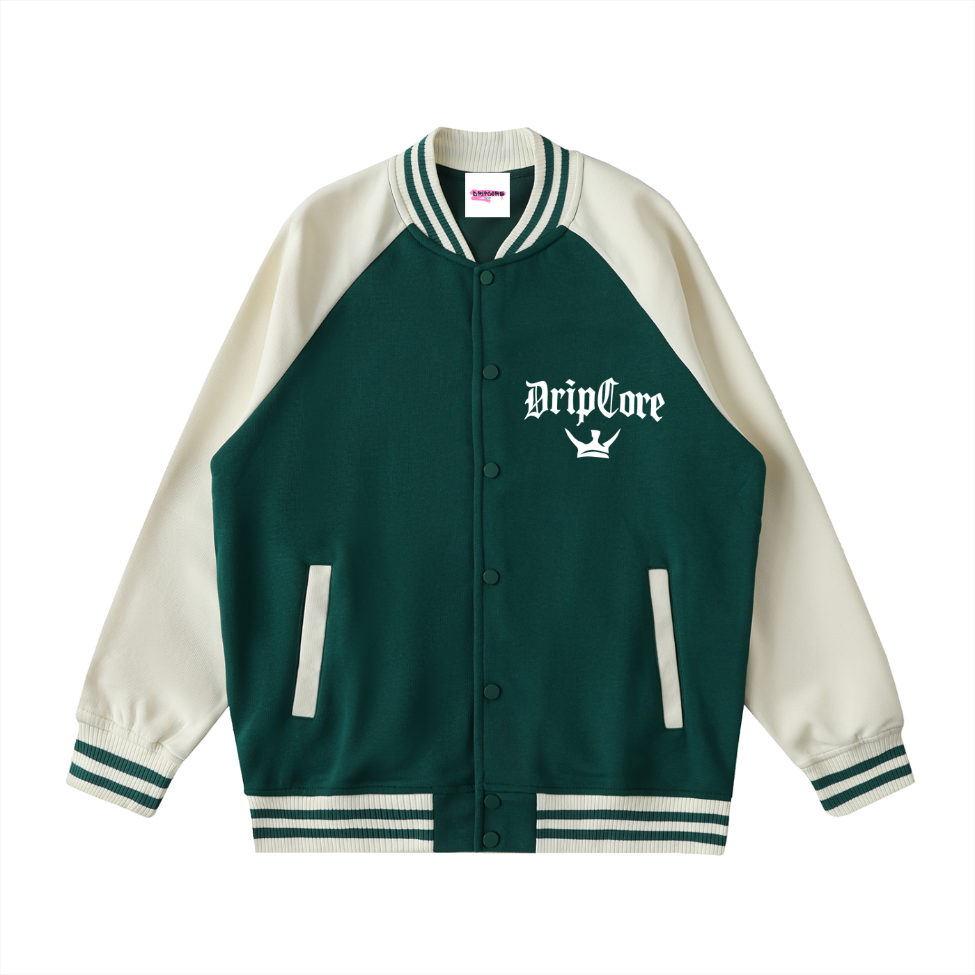 Two Tone Raglan Sleeve Varsity Jacket