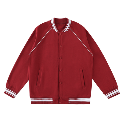 Contrast Trim Raglan Varsity Jacket