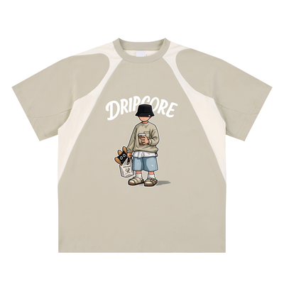 Contrast Panel Cotton T-Shirt