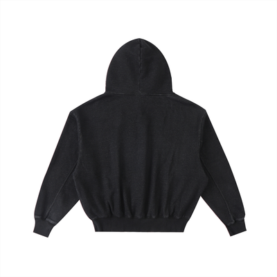 Frayed Enzyme Washed Fleece Hoodie