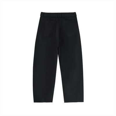 Twisted-Seam Belted Curved-Blade Pants