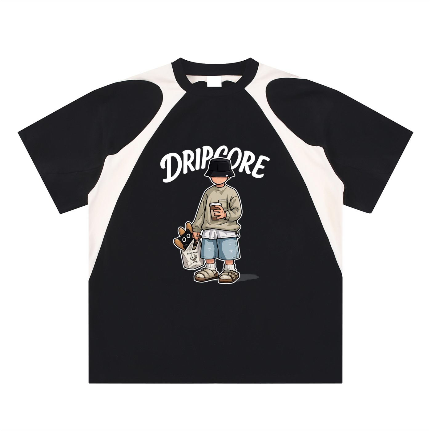 Contrast Panel Cotton T-Shirt