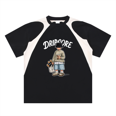 Contrast Panel Cotton T-Shirt