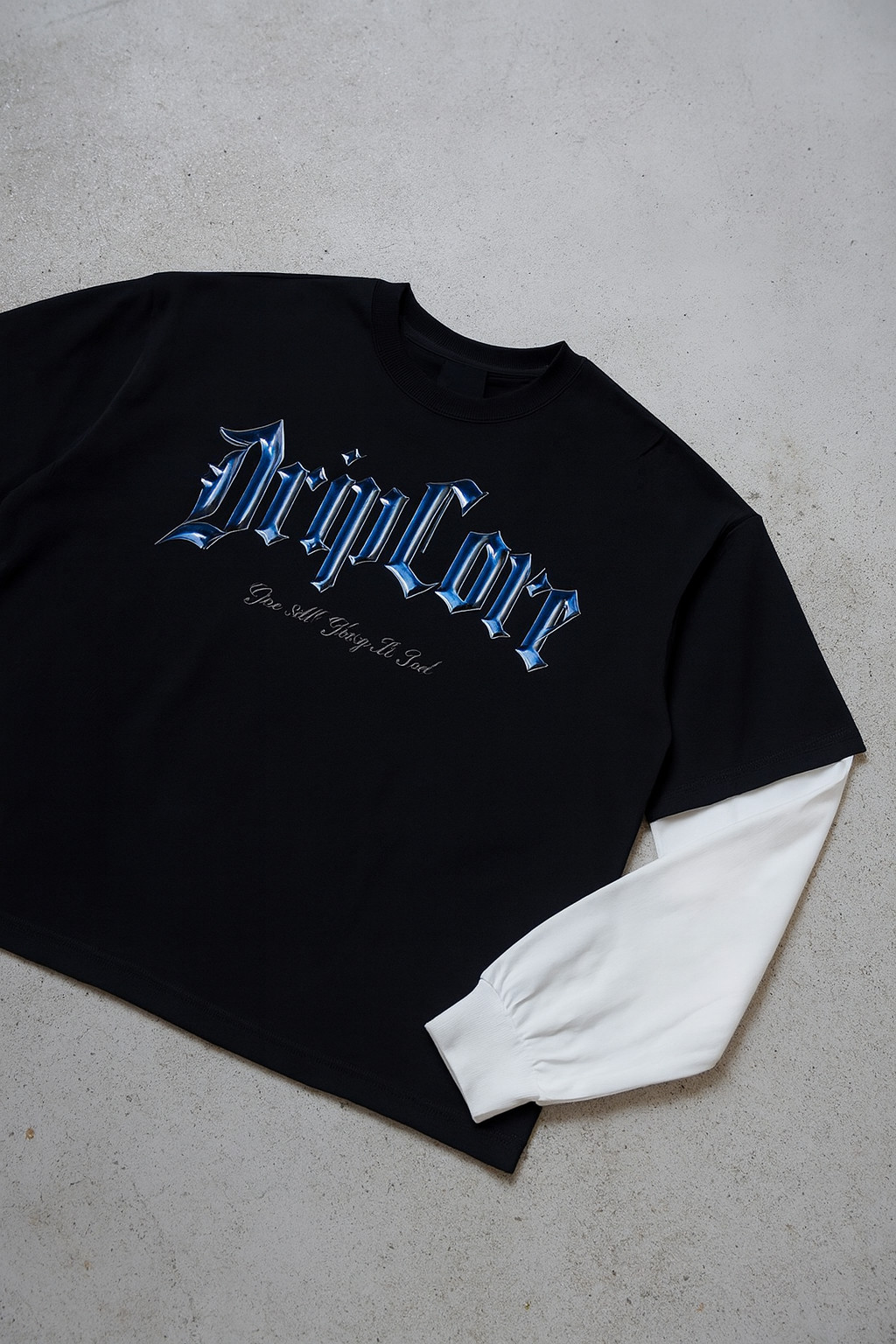 Layered Contrast Sleeve Cotton T-Shirt