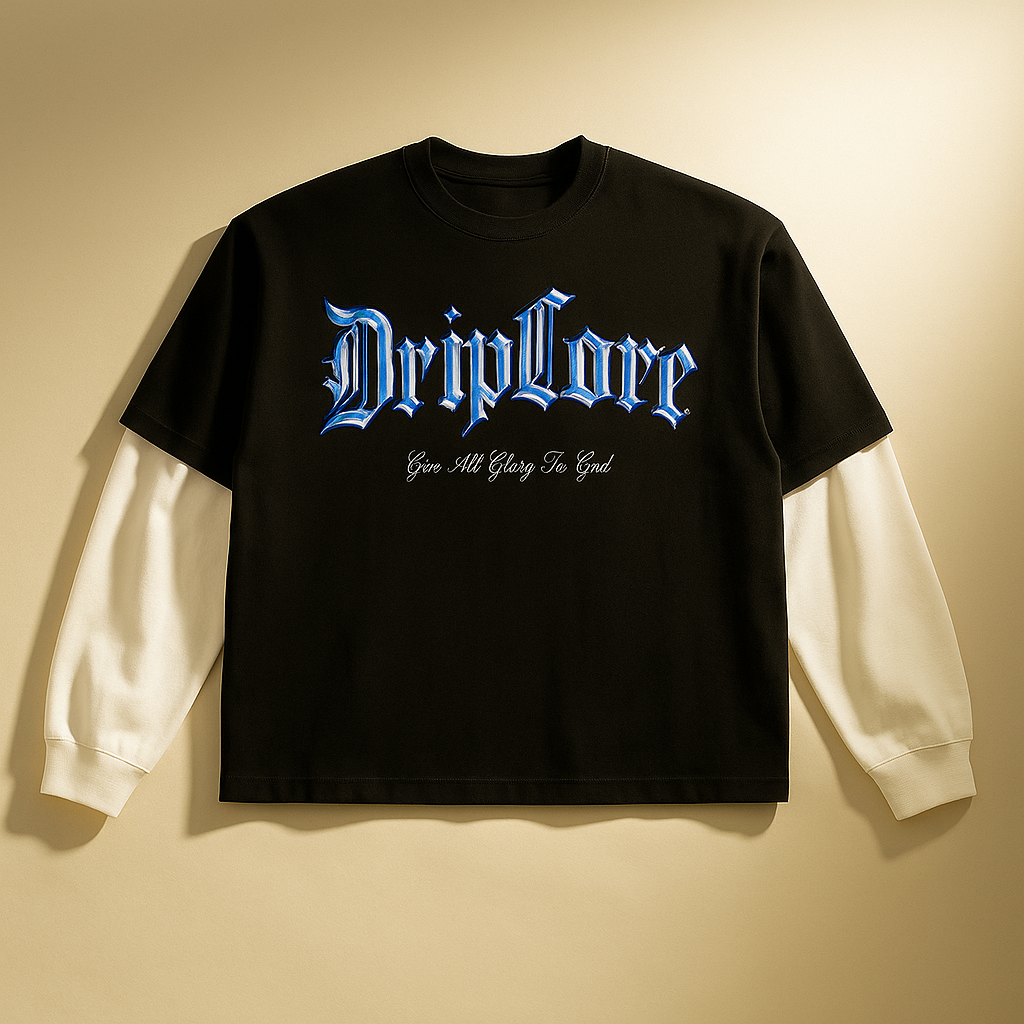 Layered Contrast Sleeve Cotton T-Shirt