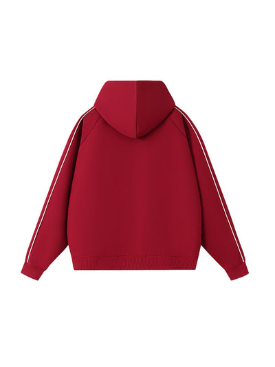 Contrast Piping Raglan Hoodie