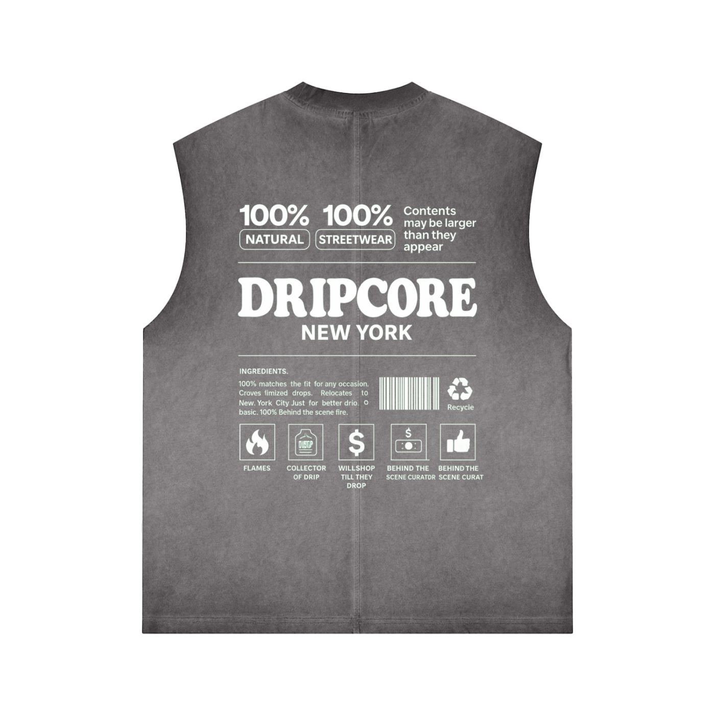 Reverse Washed Tank Top - Gray