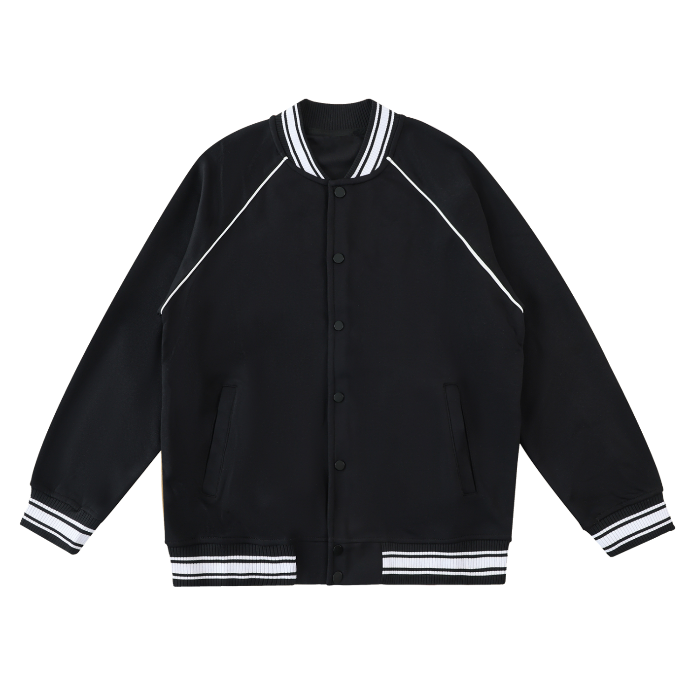 Contrast Trim Raglan Varsity Jacket