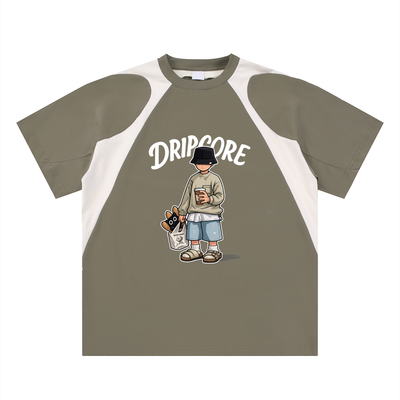 Contrast Panel Cotton T-Shirt