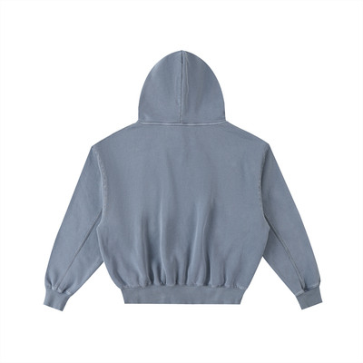 Frayed Enzyme Washed Fleece Hoodie