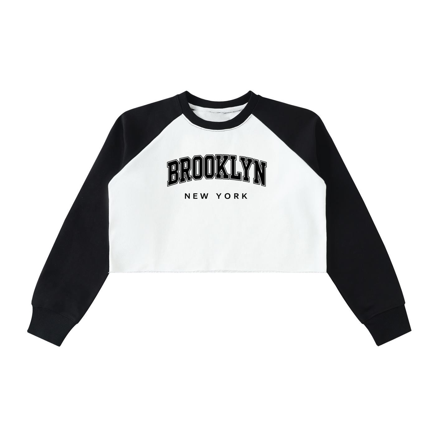 Raw-Hem Color-Block Raglan Crop Sweatshirt
