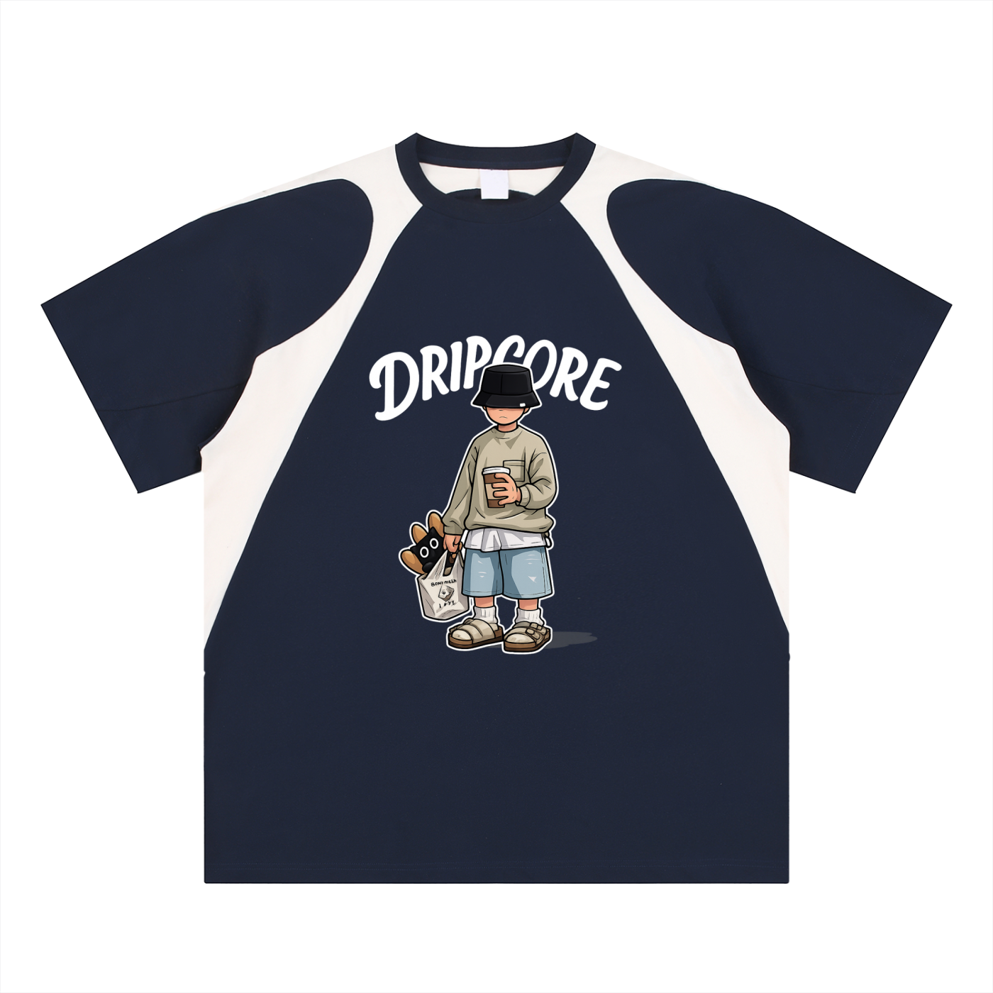 Contrast Panel Cotton T-Shirt