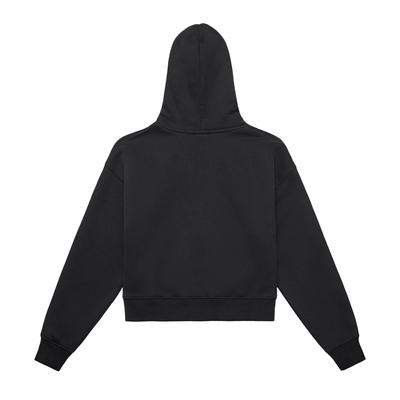 Fleeced Zip-Up Cropped Hoodie