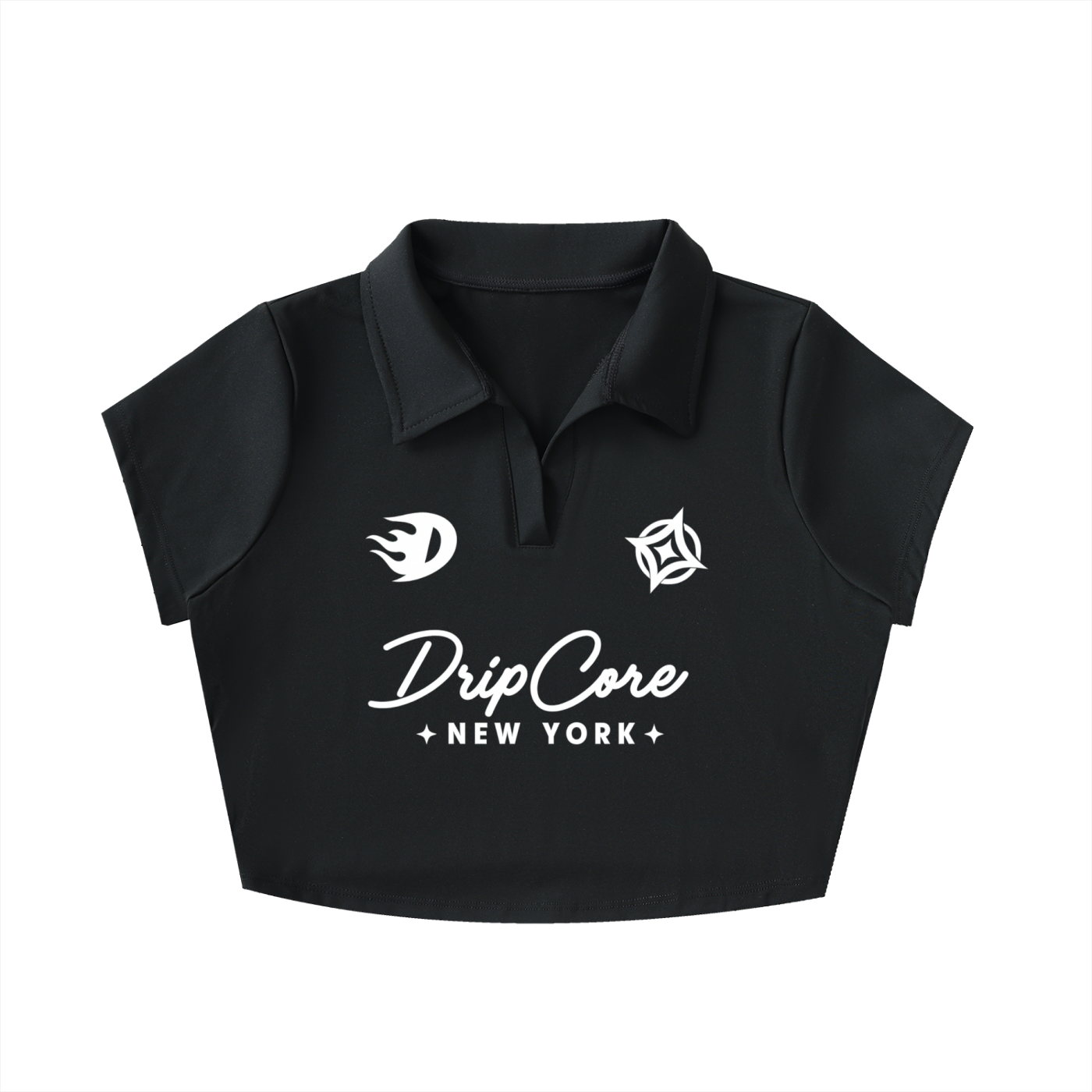 V-Neck Lapel Crop Top