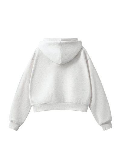 Fleeced Zip-Up Cropped Hoodie