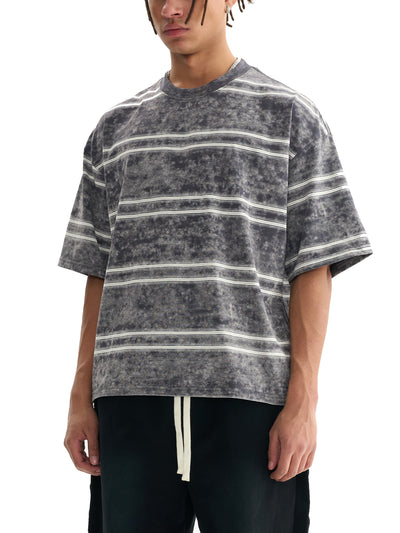 Snow Washed Striped Boxy T-Shirt