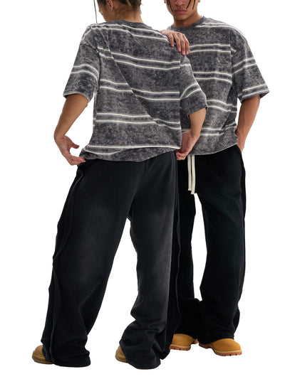 Snow Washed Striped Boxy T-Shirt