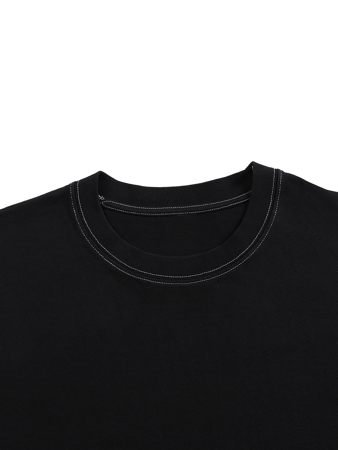 Streetwear Contrast-Stitched Cotton T-Shirt