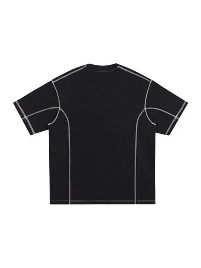 Streetwear Contrast-Stitched Cotton T-Shirt