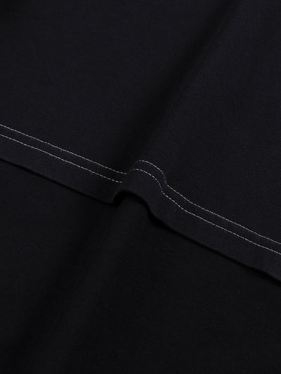 Streetwear Contrast-Stitched Cotton T-Shirt