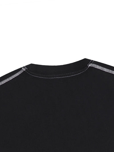 Streetwear Contrast-Stitched Cotton T-Shirt