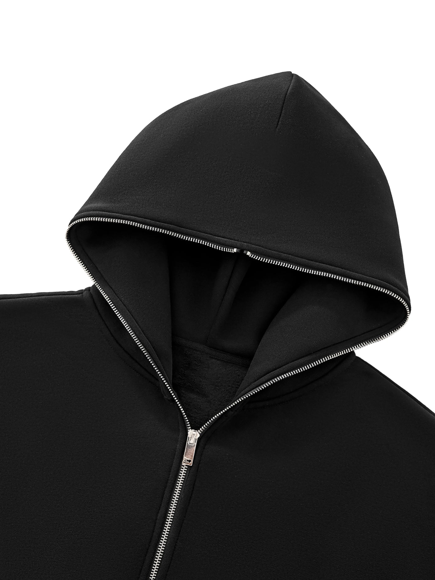 Fleeced Full-Zip Boxy Hoodie