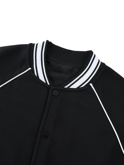 Contrast Trim Raglan Varsity Jacket