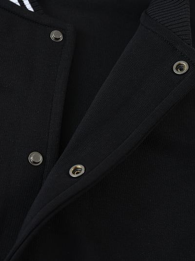 Contrast Trim Raglan Varsity Jacket