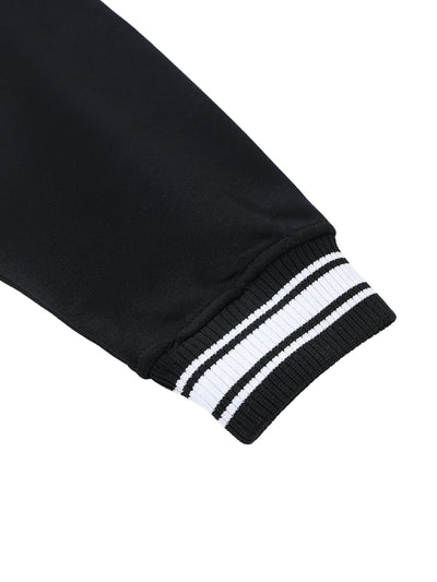 Contrast Trim Raglan Varsity Jacket