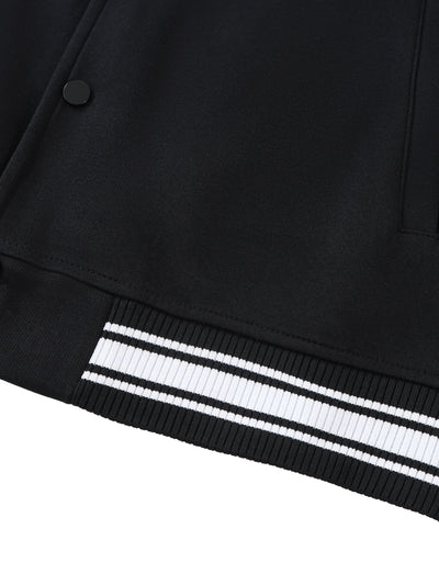 Contrast Trim Raglan Varsity Jacket