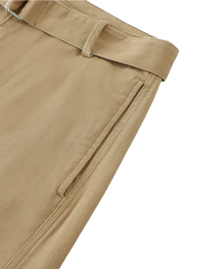 Twisted-Seam Belted Curved-Blade Pants