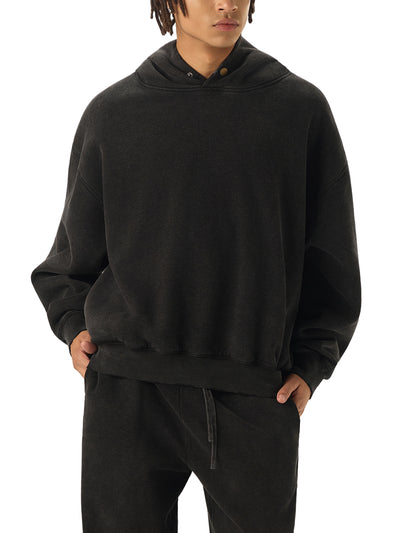 Frayed Enzyme Washed Fleece Hoodie