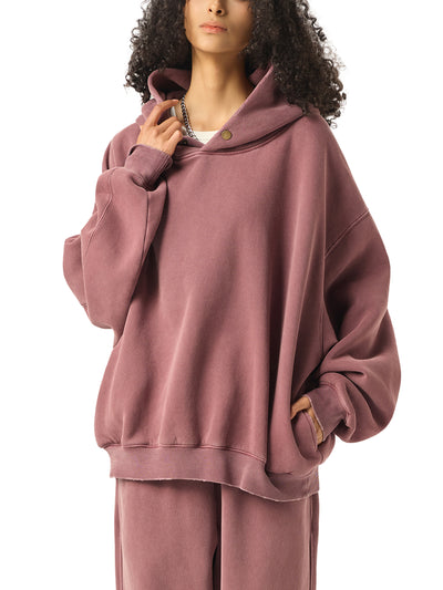 Frayed Enzyme Washed Fleece Hoodie