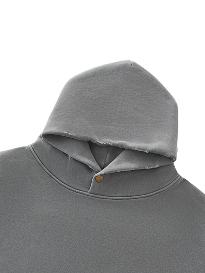 Frayed Enzyme Washed Fleece Hoodie