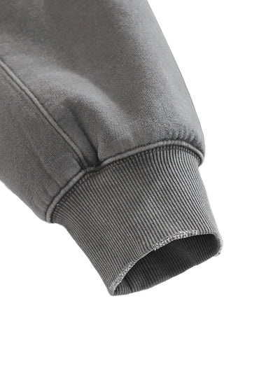 Frayed Enzyme Washed Fleece Hoodie