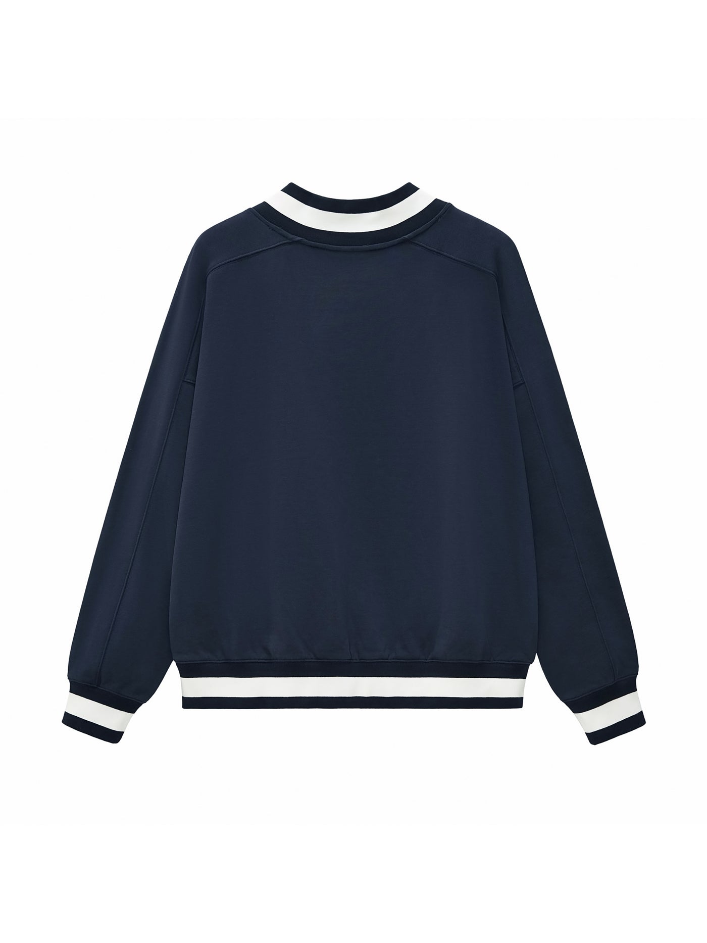 V-Neck Contrast Collar Boxy Sweatshirt