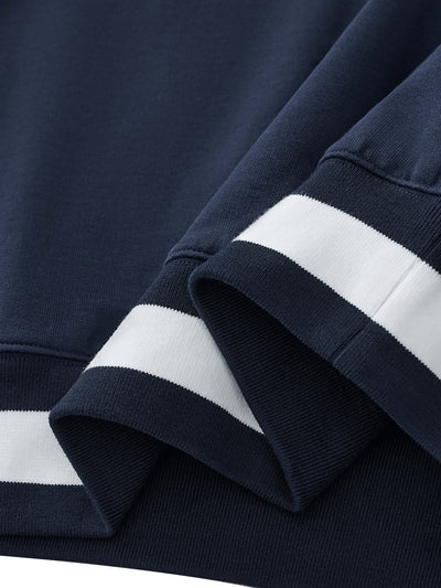 V-Neck Contrast Collar Boxy Sweatshirt