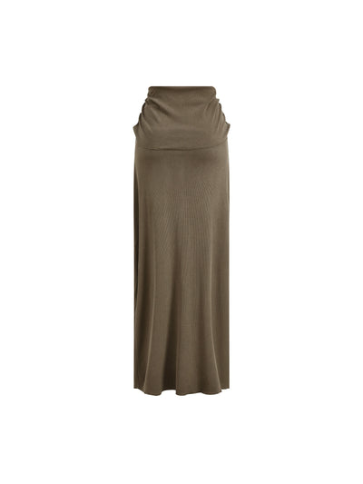 Dyed Washed Straight Hip-Hugging Slim Maxi Skirt