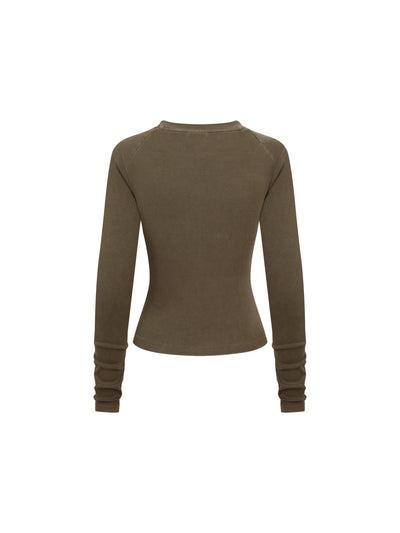 Dyed Raglan Long Sleeve Slim T-Shirt