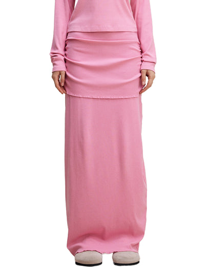 Dyed Washed Straight Hip-Hugging Slim Maxi Skirt