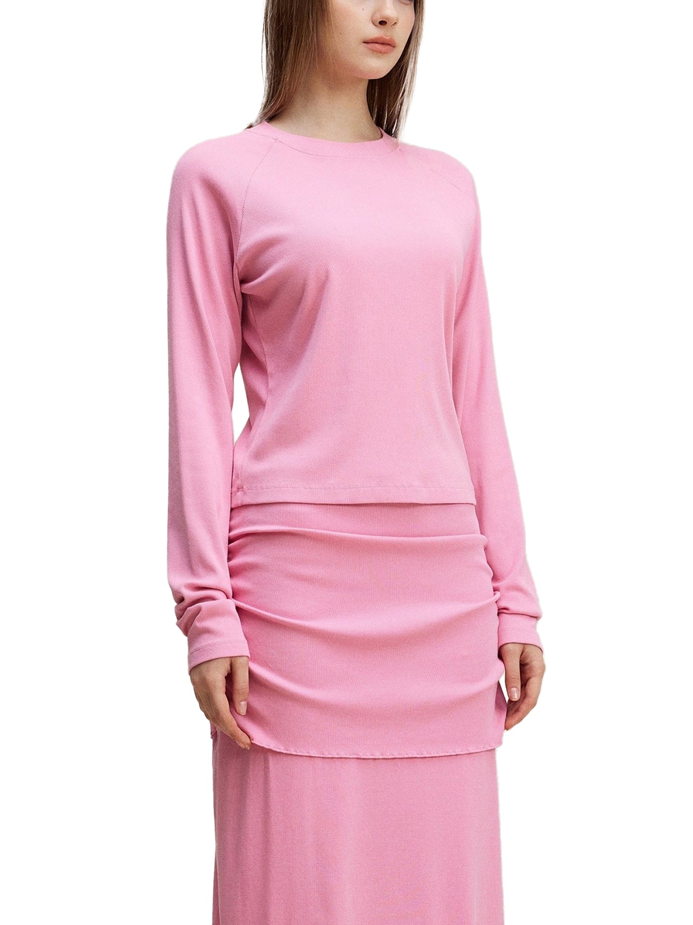 Dyed Raglan Long Sleeve Slim T-Shirt