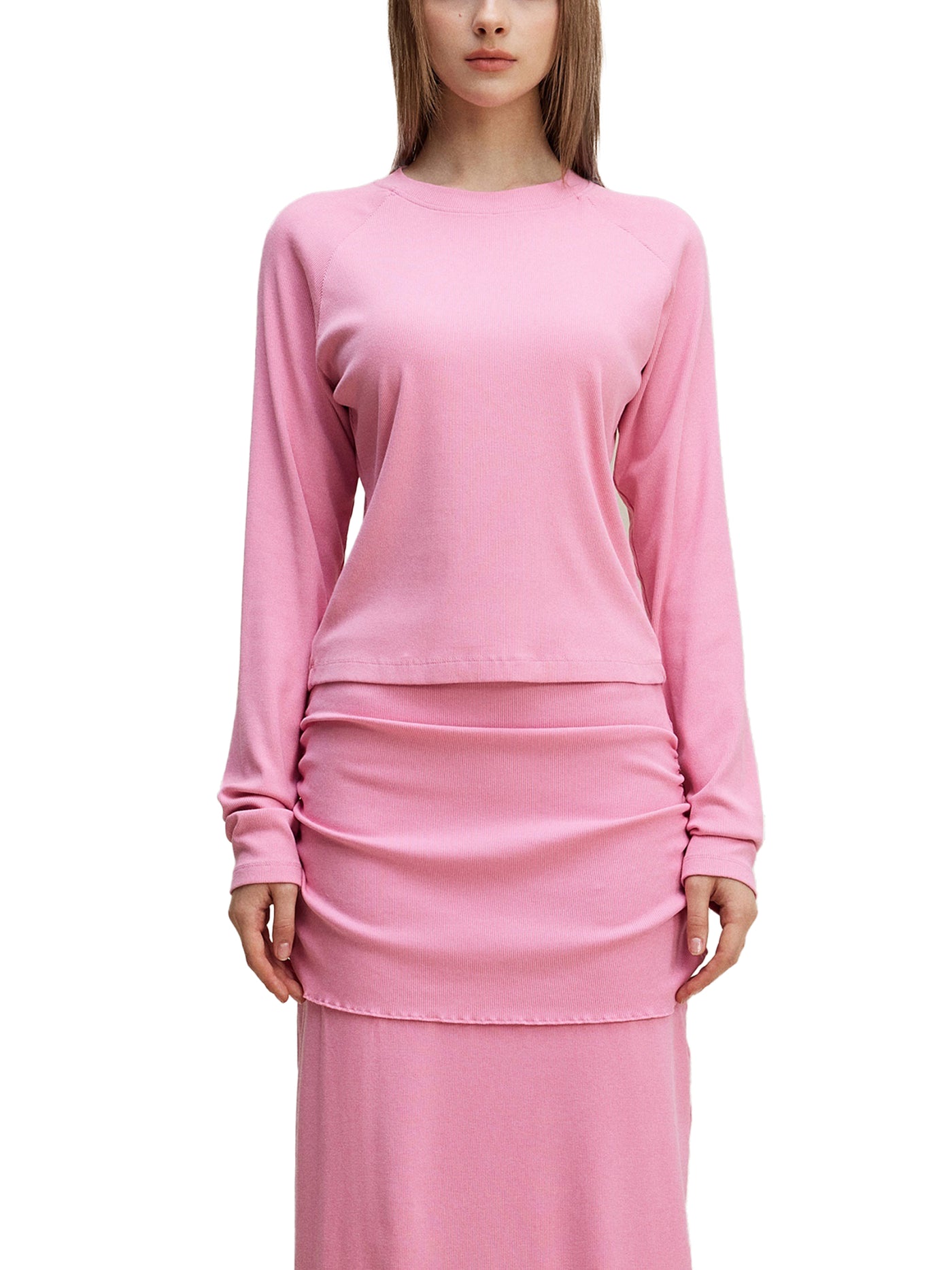 Dyed Raglan Long Sleeve Slim T-Shirt