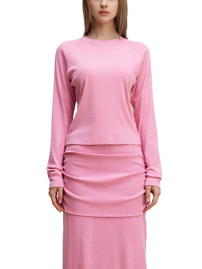 Dyed Raglan Long Sleeve Slim T-Shirt