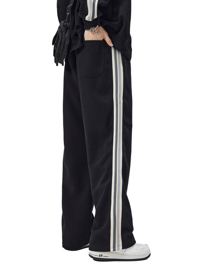 Contrast Side-Stripe Straight-Leg  Pants